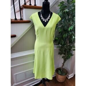Bloomingdale's ST Emile Womens Green V-Neck Sleeveless Knee Length Dress Size 14